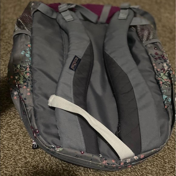 Jansport Bags Jansport Flower Pattern Backpack Gray And Purple Poshmark